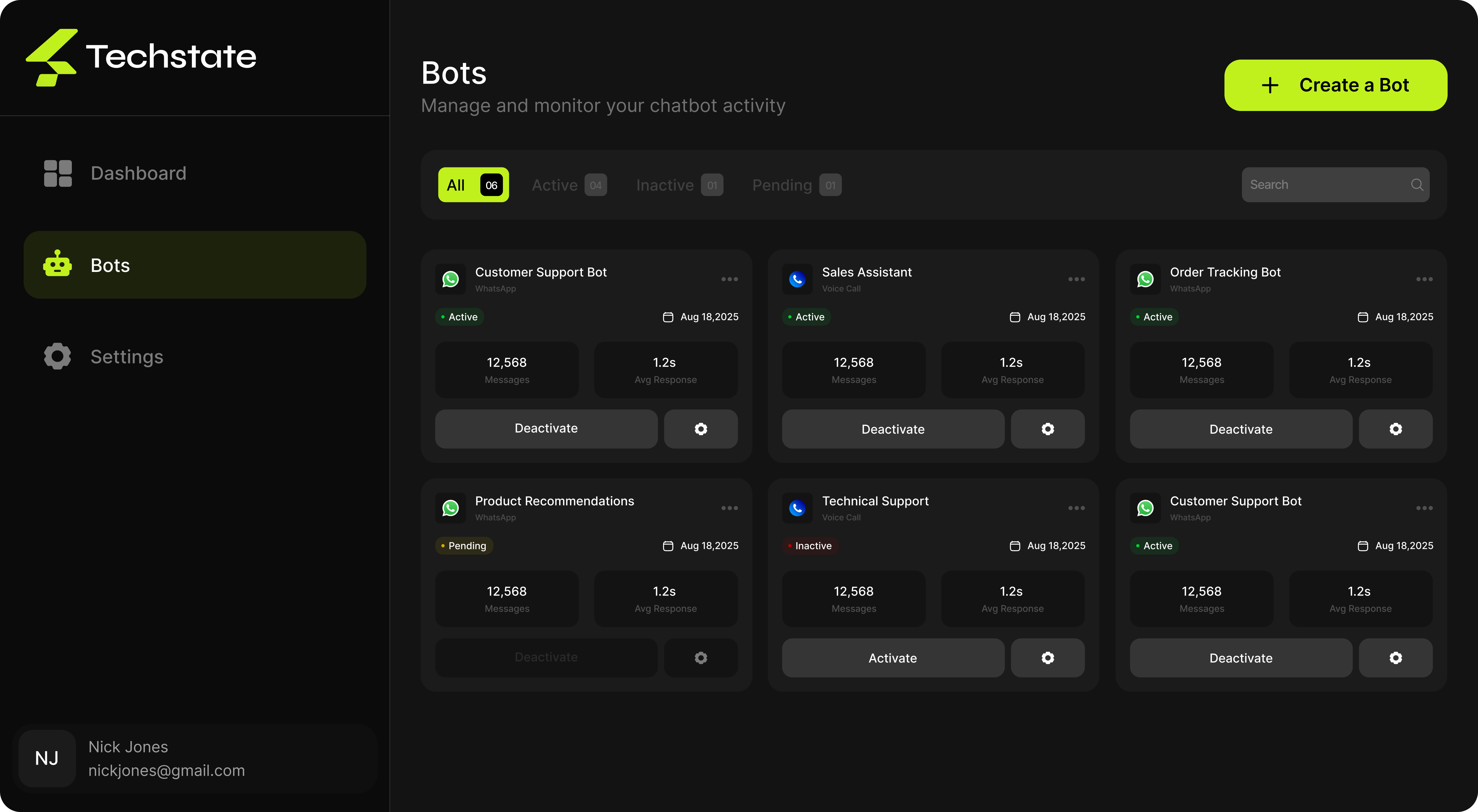 TechState Bots Dashboard